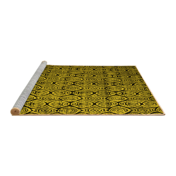 Sideview of Machine Washable Abstract Yellow Modern Rug, wshabs5129yw