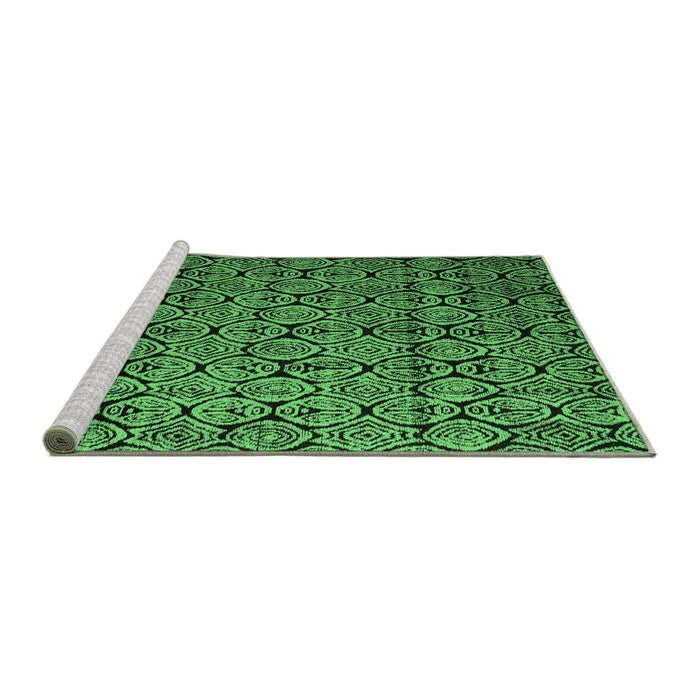 Sideview of Machine Washable Abstract Emerald Green Modern Area Rugs, wshabs5129emgrn