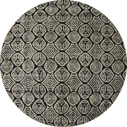 Round Machine Washable Abstract Sand Brown Rug, wshabs5129