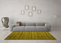 Machine Washable Abstract Yellow Modern Rug, wshabs5129yw