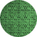 Round Abstract Emerald Green Modern Rug, abs5129emgrn