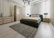 Abstract Sand Brown Modern Rug in a Bedroom, abs5129