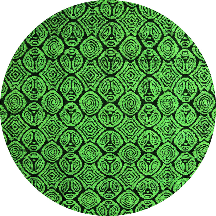 Round Machine Washable Abstract Green Modern Area Rugs, wshabs5129grn