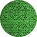 Round Machine Washable Abstract Green Modern Area Rugs, wshabs5129grn