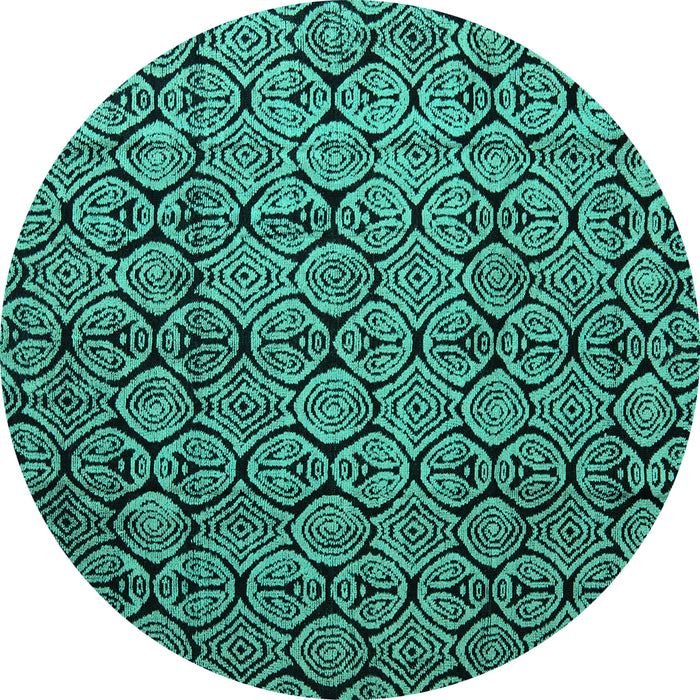 Round Abstract Turquoise Modern Rug, abs5129turq
