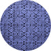 Round Abstract Blue Modern Rug, abs5129blu