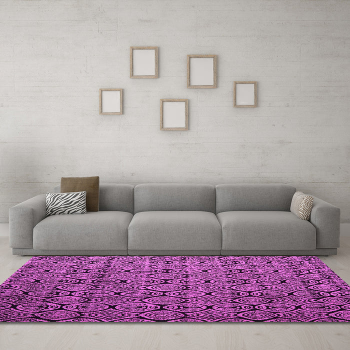 Machine Washable Abstract Pink Modern Rug in a Living Room, wshabs5129pnk