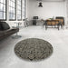 Round Machine Washable Abstract Sand Brown Rug in a Office, wshabs5129