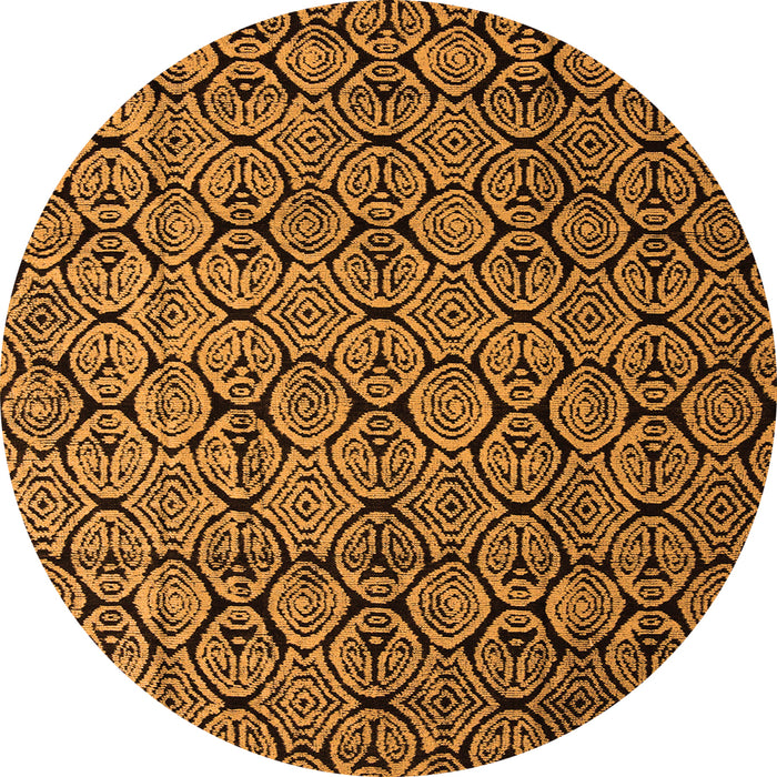 Round Machine Washable Abstract Orange Modern Area Rugs, wshabs5129org