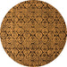 Round Machine Washable Abstract Orange Modern Area Rugs, wshabs5129org