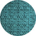 Round Machine Washable Abstract Light Blue Modern Rug, wshabs5129lblu