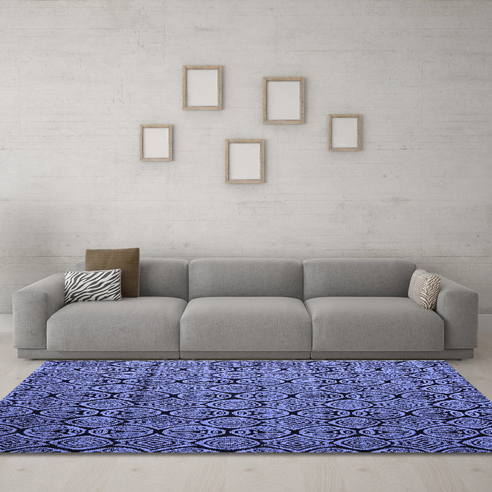 Machine Washable Abstract Blue Modern Rug in a Living Room, wshabs5129blu