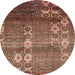 Round Machine Washable Abstract Saffron Red Rug, wshabs512