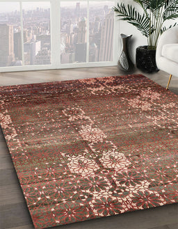 Abstract Saffron Red Modern Rug in Family Room, abs512