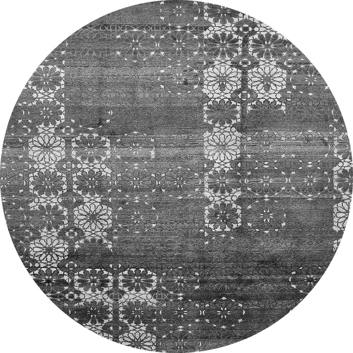 Round Abstract Gray Modern Rug, abs512gry