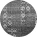 Round Abstract Gray Modern Rug, abs512gry