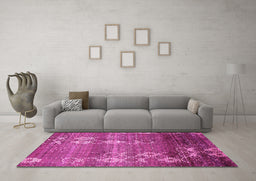 Machine Washable Abstract Pink Modern Rug in a Living Room, wshabs512pnk