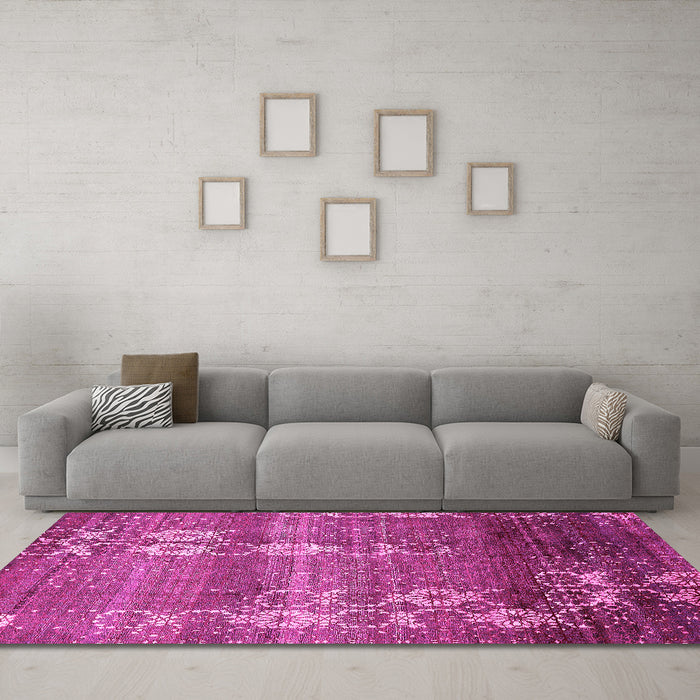 Machine Washable Abstract Pink Modern Rug in a Living Room, wshabs512pnk
