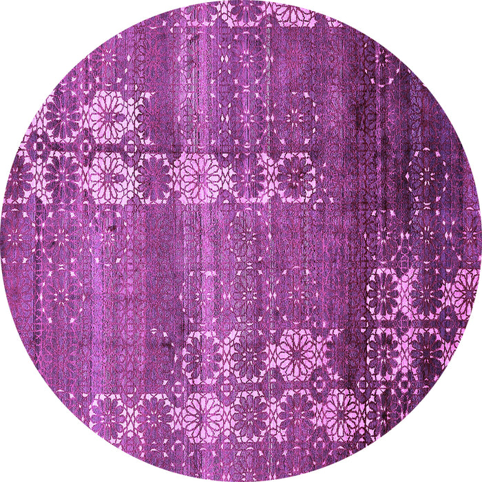 Round Abstract Purple Modern Rug, abs512pur