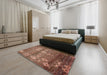 Machine Washable Abstract Saffron Red Rug in a Bedroom, wshabs512