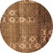 Round Machine Washable Abstract Brown Modern Rug, wshabs512brn