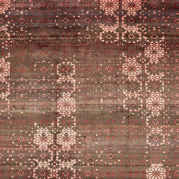 Square Abstract Saffron Red Modern Rug, abs512