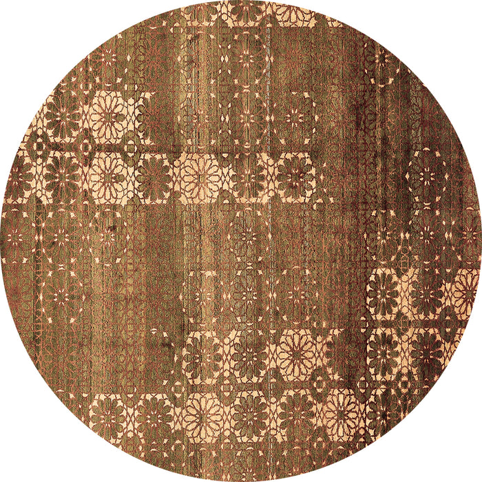 Round Abstract Brown Modern Rug, abs512brn