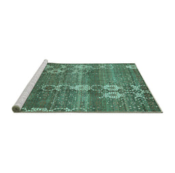 Sideview of Machine Washable Abstract Turquoise Modern Area Rugs, wshabs512turq