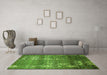 Machine Washable Abstract Green Modern Area Rugs in a Living Room,, wshabs512grn