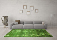 Machine Washable Abstract Green Modern Rug, wshabs512grn