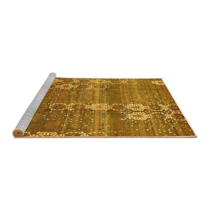 Sideview of Machine Washable Abstract Yellow Modern Rug, wshabs512yw