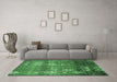 Machine Washable Abstract Emerald Green Modern Area Rugs in a Living Room,, wshabs512emgrn