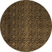 Round Machine Washable Abstract Brown Modern Rug, wshabs5130brn