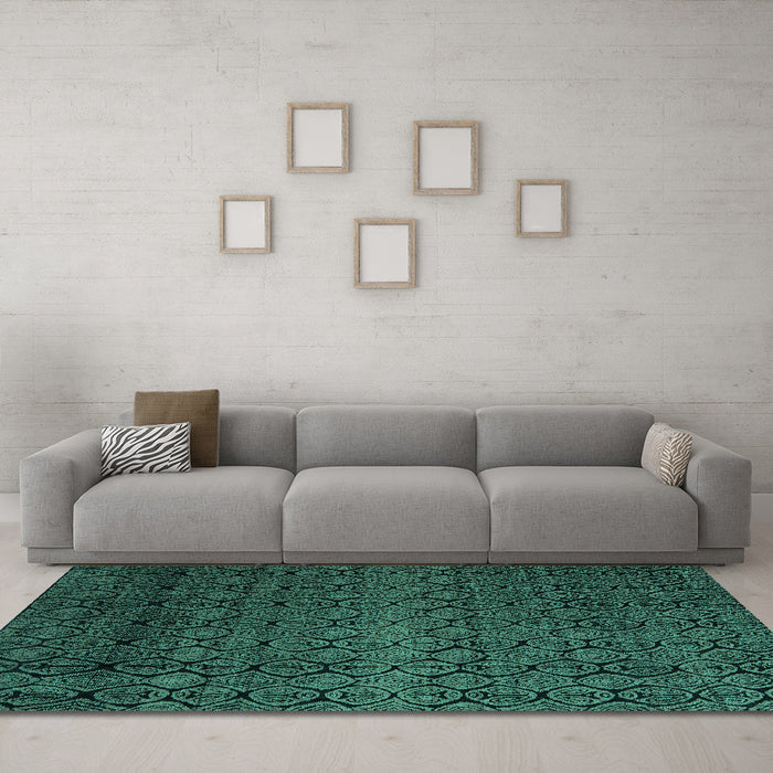 Machine Washable Abstract Turquoise Modern Area Rugs in a Living Room,, wshabs5130turq
