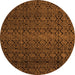 Round Machine Washable Abstract Orange Modern Area Rugs, wshabs5130org