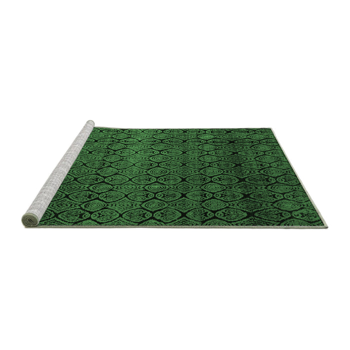 Sideview of Machine Washable Abstract Emerald Green Modern Area Rugs, wshabs5130emgrn