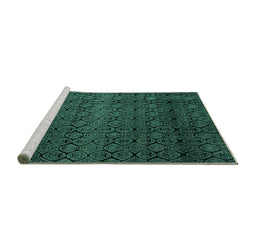 Sideview of Machine Washable Abstract Turquoise Modern Area Rugs, wshabs5130turq
