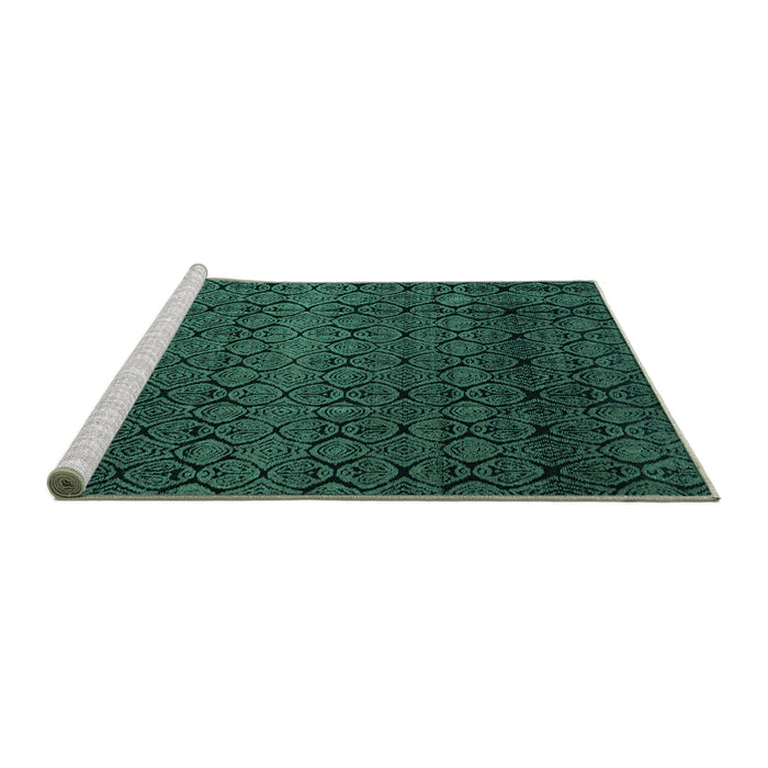 Sideview of Machine Washable Abstract Turquoise Modern Area Rugs, wshabs5130turq