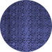 Round Machine Washable Abstract Blue Modern Rug, wshabs5130blu