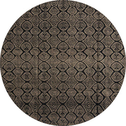 Round Machine Washable Abstract Brown Rug, wshabs5130