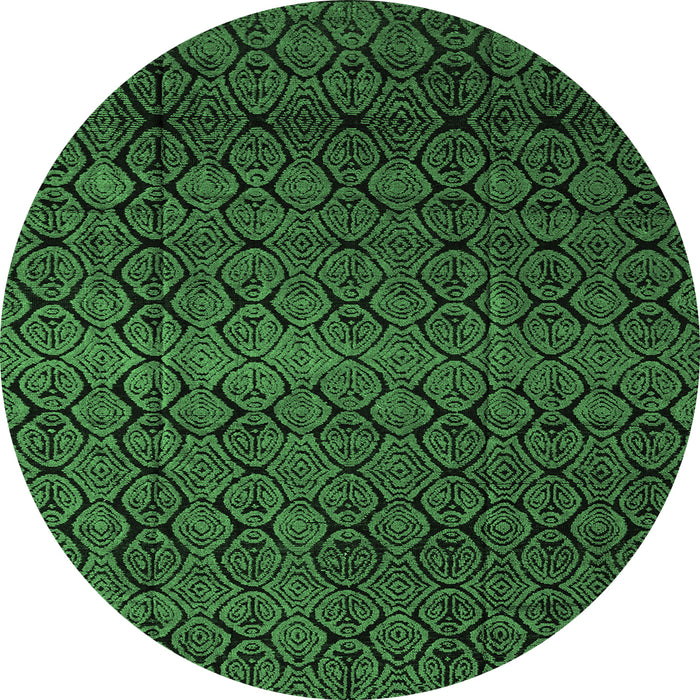 Round Abstract Emerald Green Modern Rug, abs5130emgrn