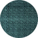 Round Machine Washable Abstract Light Blue Modern Rug, wshabs5130lblu