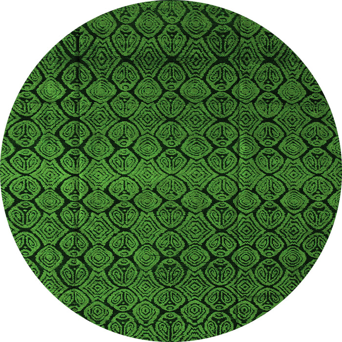 Round Machine Washable Abstract Green Modern Area Rugs, wshabs5130grn