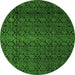 Round Machine Washable Abstract Green Modern Area Rugs, wshabs5130grn