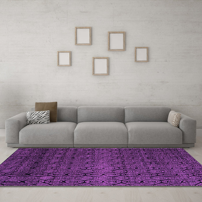 Machine Washable Abstract Purple Modern Area Rugs in a Living Room, wshabs5130pur