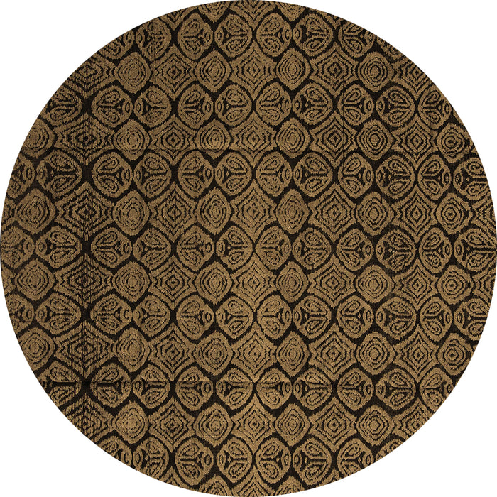Round Abstract Brown Modern Rug, abs5130brn