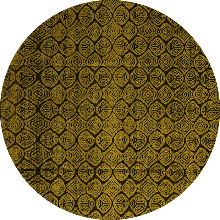 Round Machine Washable Abstract Yellow Modern Rug, wshabs5130yw