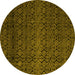 Round Machine Washable Abstract Yellow Modern Rug, wshabs5130yw