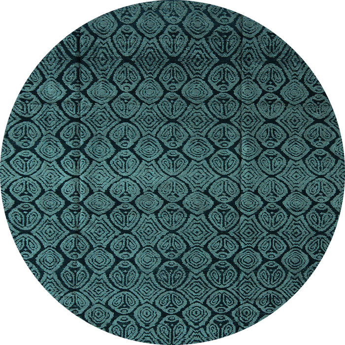 Round Abstract Light Blue Modern Rug, abs5130lblu