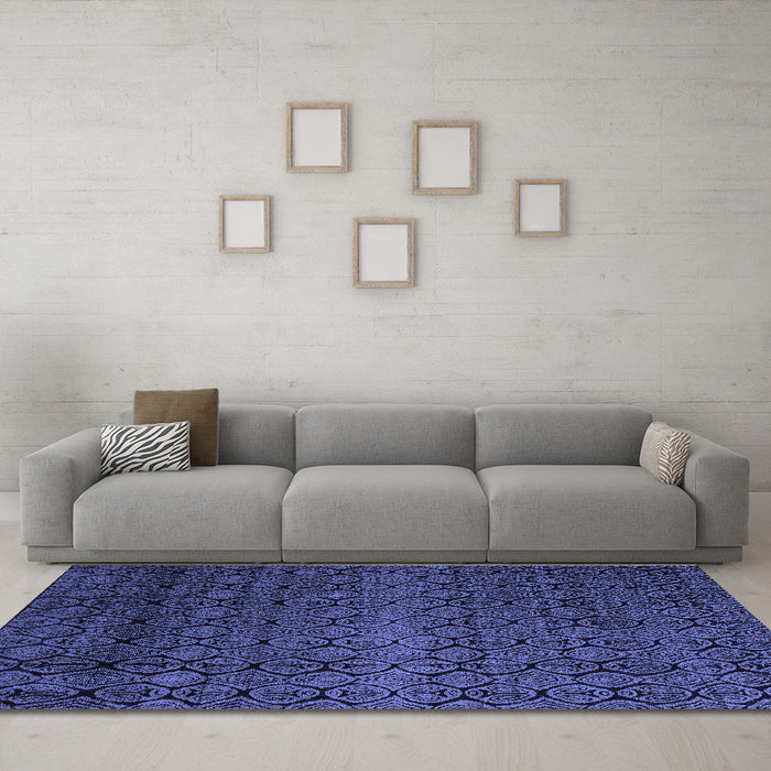 Machine Washable Abstract Blue Modern Rug in a Living Room, wshabs5130blu